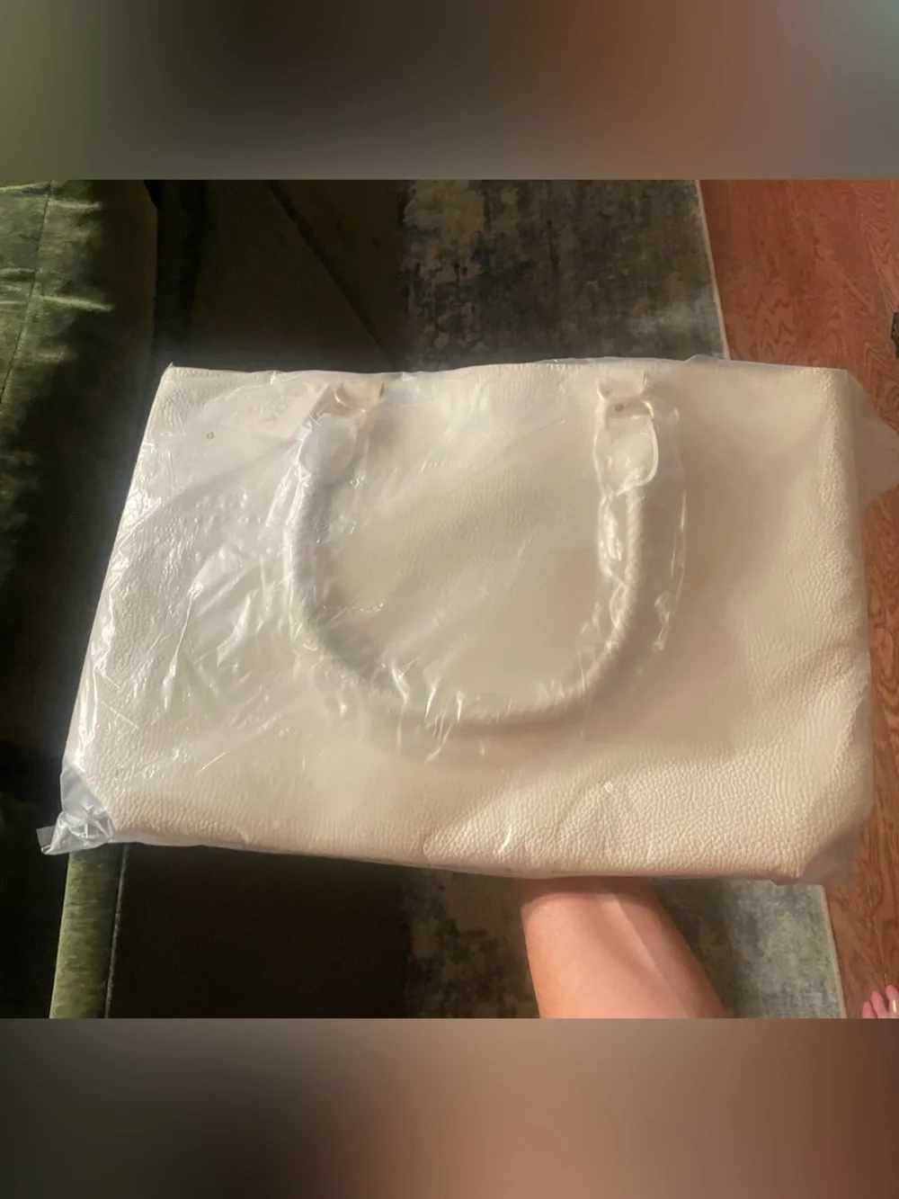 Cream Gold Buckle Large Tote, NWT